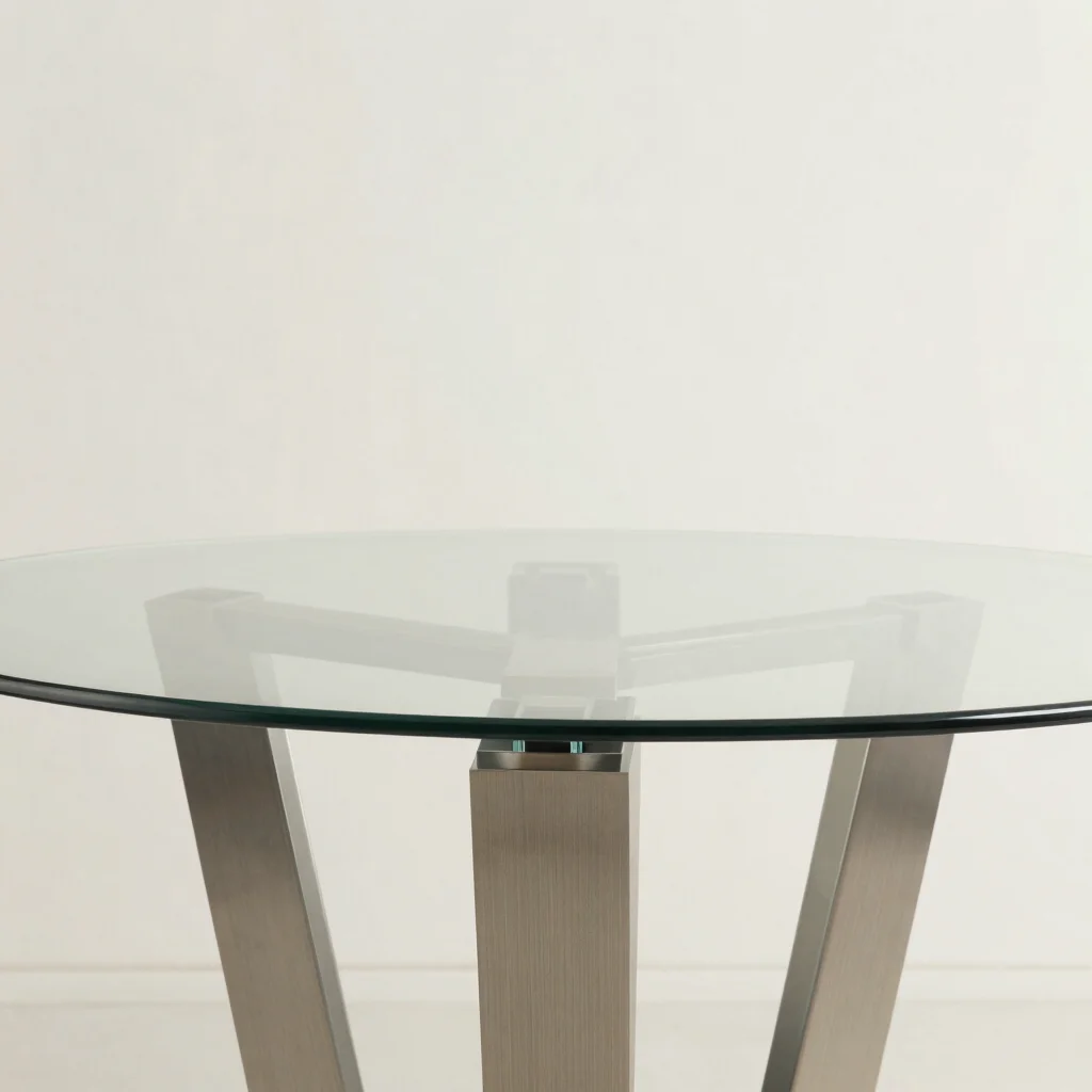 Linear Brushed Steel Dining Table